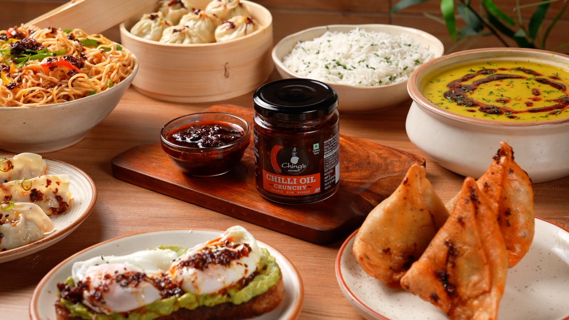 Ching's Secret Chilli Oil drizzled over momos, tacos and more